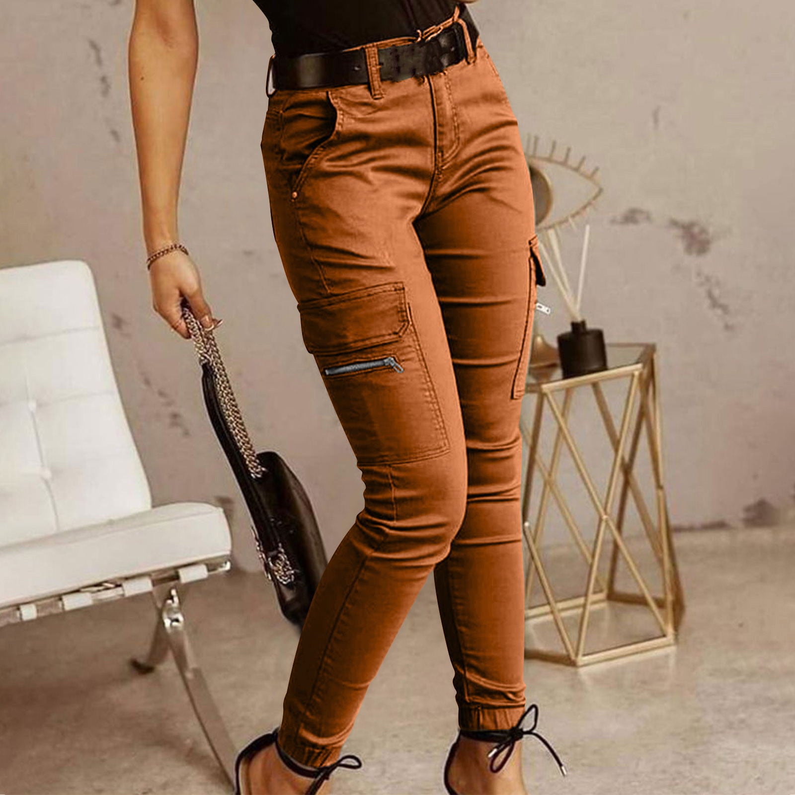 Women's  mid-rise slim cargo pants