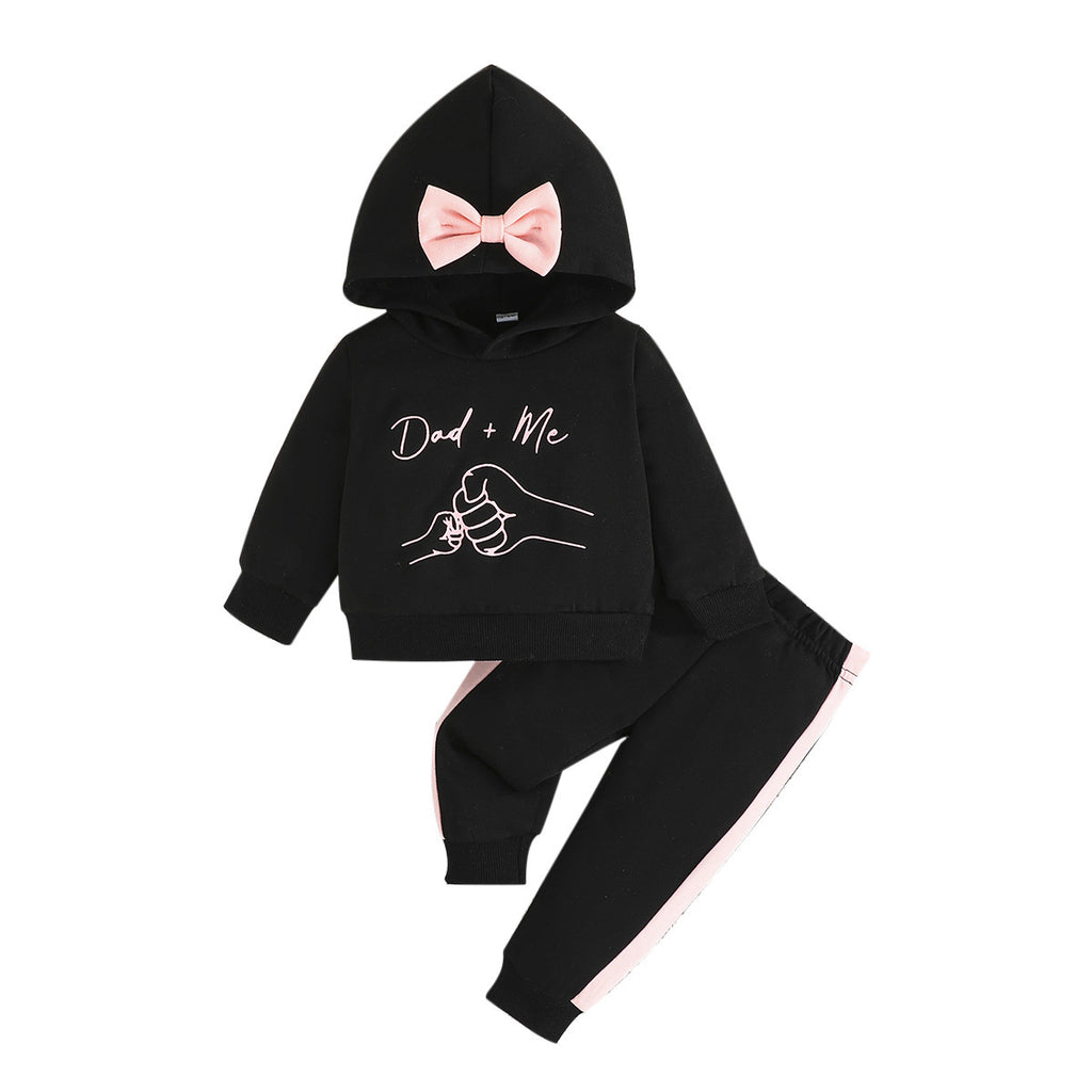Dad Baby sweatshirt casual color-blocked trousers two-piece set