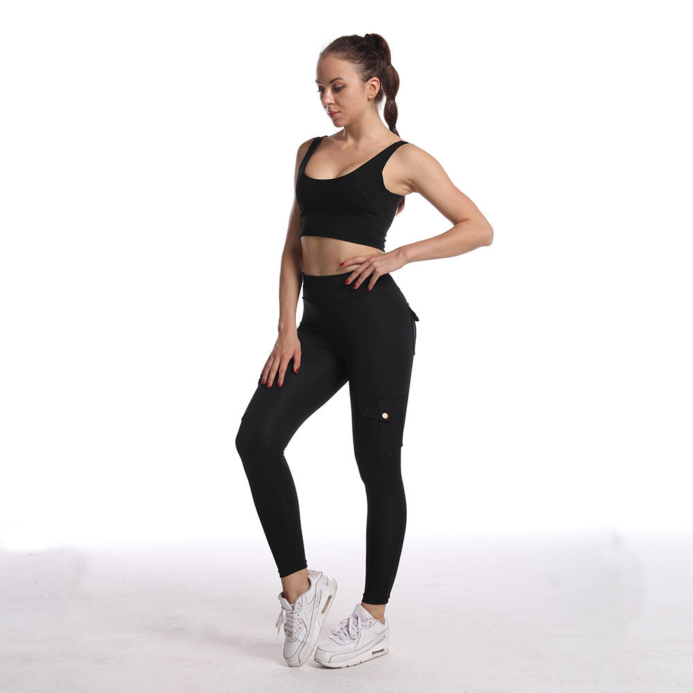 Women's Black Seamless Activewear Set - Sports Bra &amp; Leggings