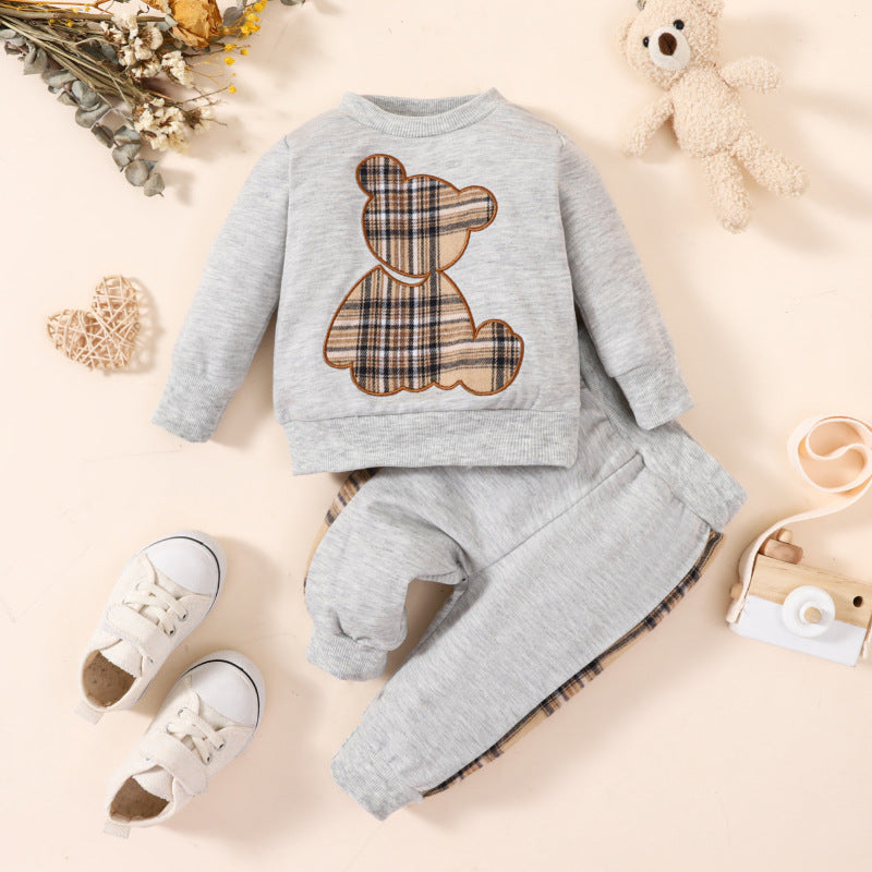Plaid Bear Toddler Outfit Set – Cozy, Stylish, and Playful