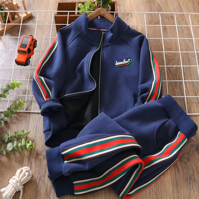 SHANE Boys Navy Blue Sweatsuit Set - Korean Style Kids Tracksuit