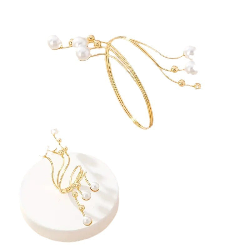 European and American pearl rings, women's fashion trends, pearl geometric bracelets, exaggerated personality, creative rings, explosive jewelry