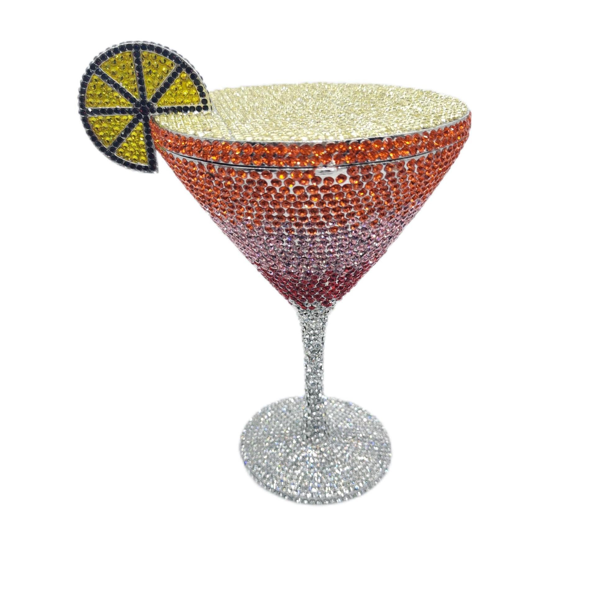 Rhinestone Martini Glasses Set - Crystal Cocktail Goblets