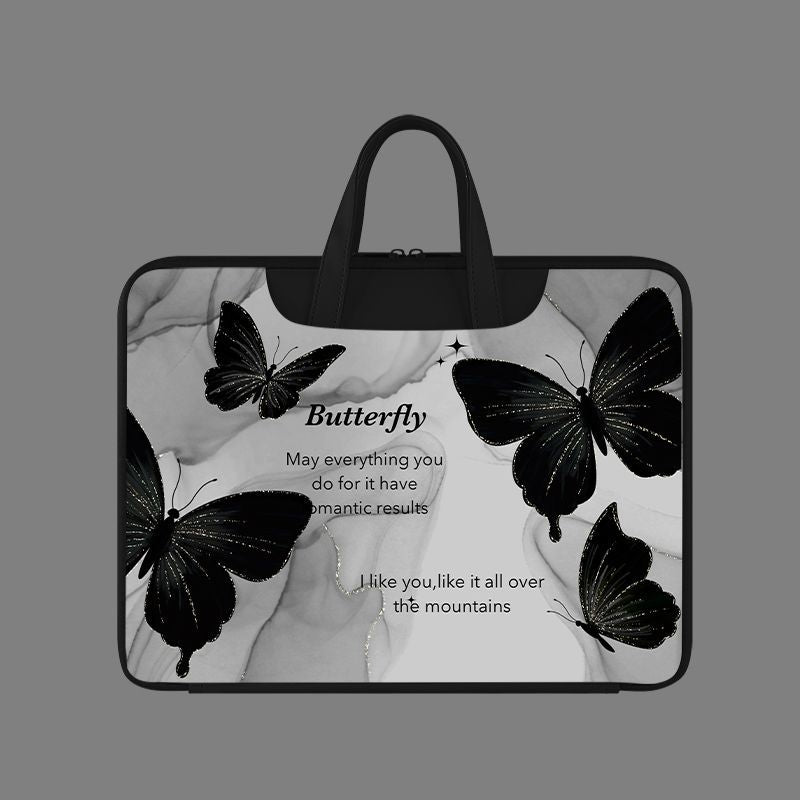 Print Laptop Bag – Elegant Black & White Sleeve with Inspirational Quote