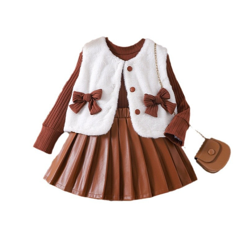 Sweater top 2-piece children's clothing strip long-sleeve