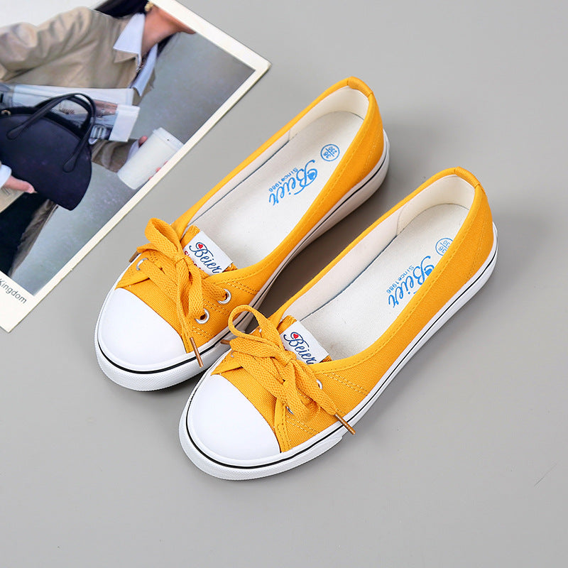 women's canvas shoes small white shoes women's all-match literary pumps summer