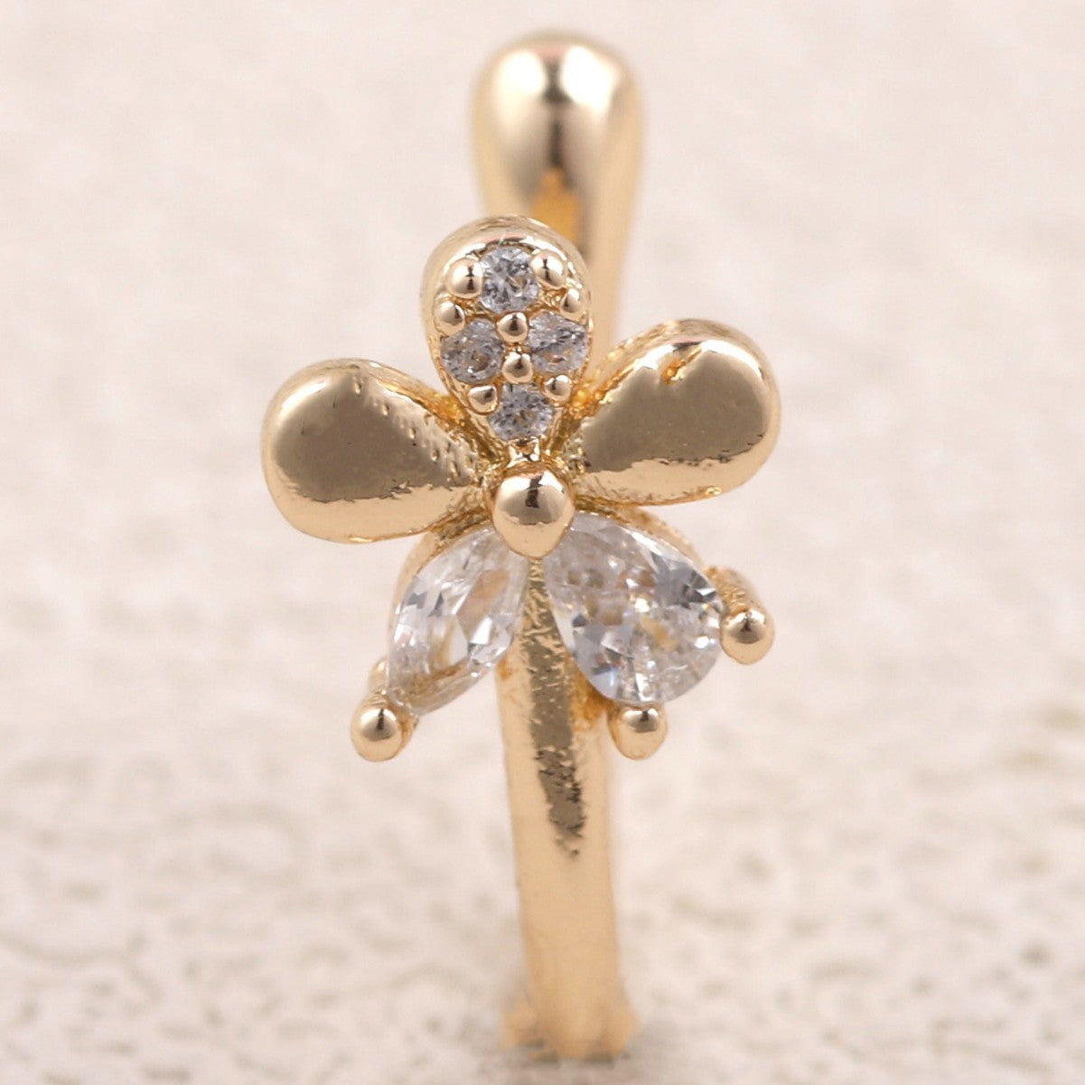 Non-Pierced Zircon Nose Clip - U-Shaped Gold Nose Stud | MTS-Glamour