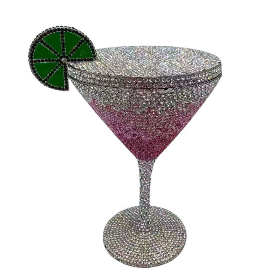 Rhinestone Martini Glasses Set - Crystal Cocktail Goblets