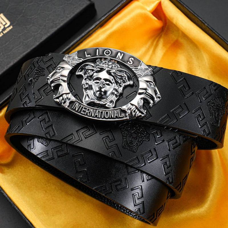 Belt genuine leather business beauty head print belt jeans belt youth belt