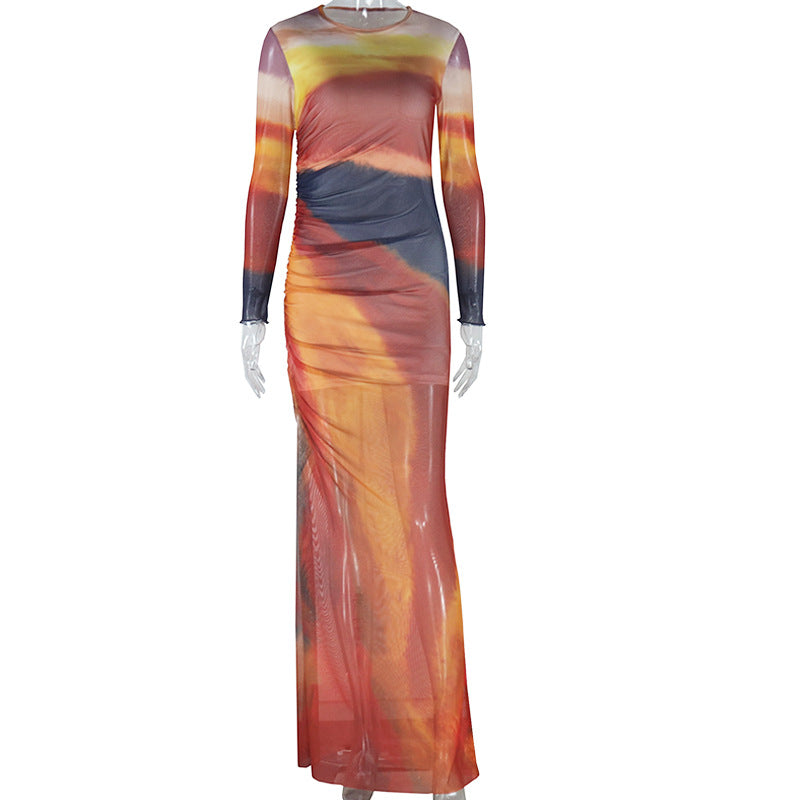 Sunset Haze One-Shoulder Bodycon Maxi Dress
