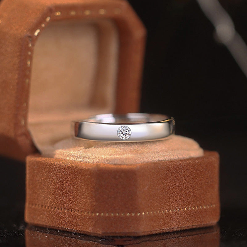 Imitation moissanite live mouth ring, couple ring, man and woman pair 1 carat diamond ring, wedding engagement and marriage proposal