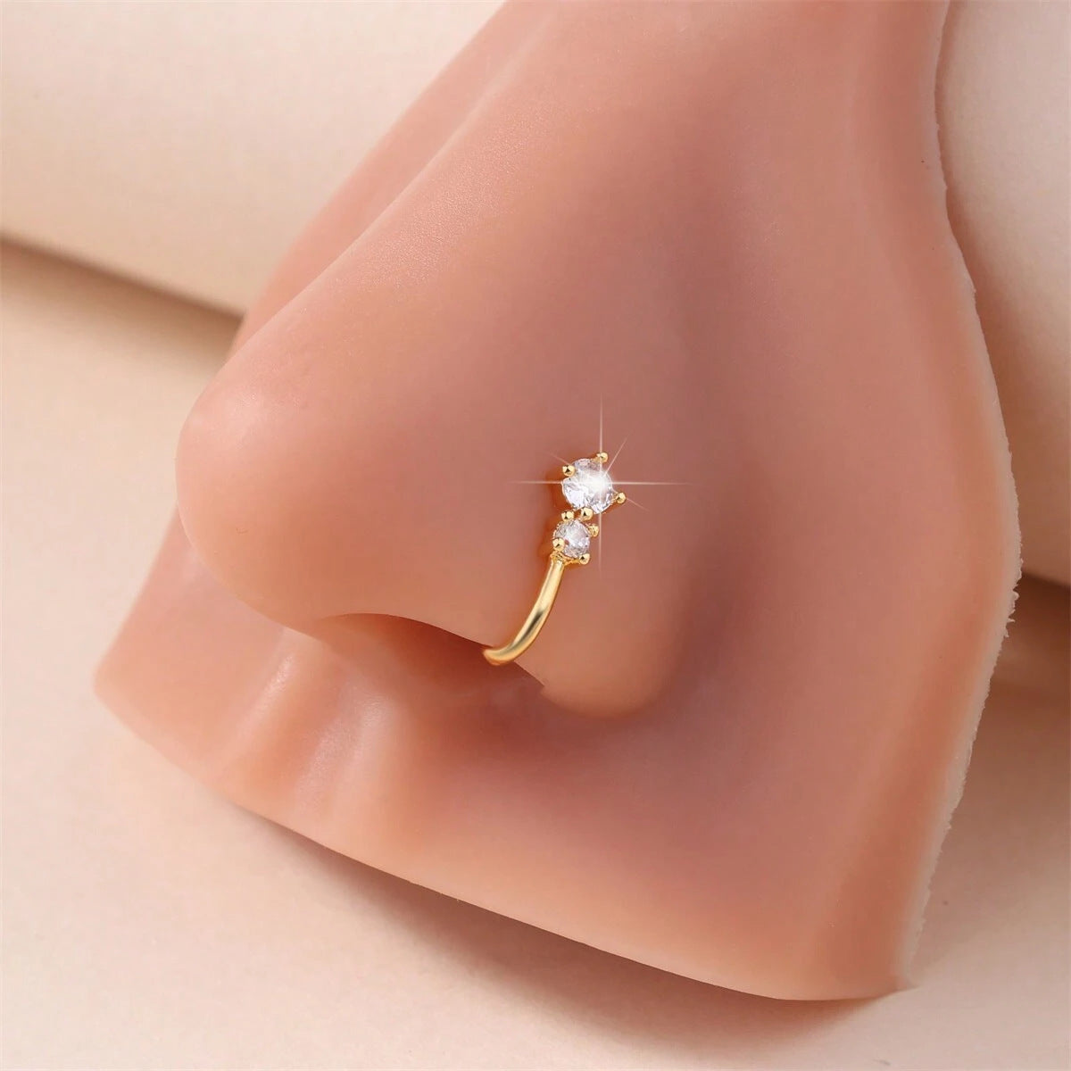 Non-Pierced Zircon Nose Clip - U-Shaped Gold Nose Stud | MTS-Glamour
