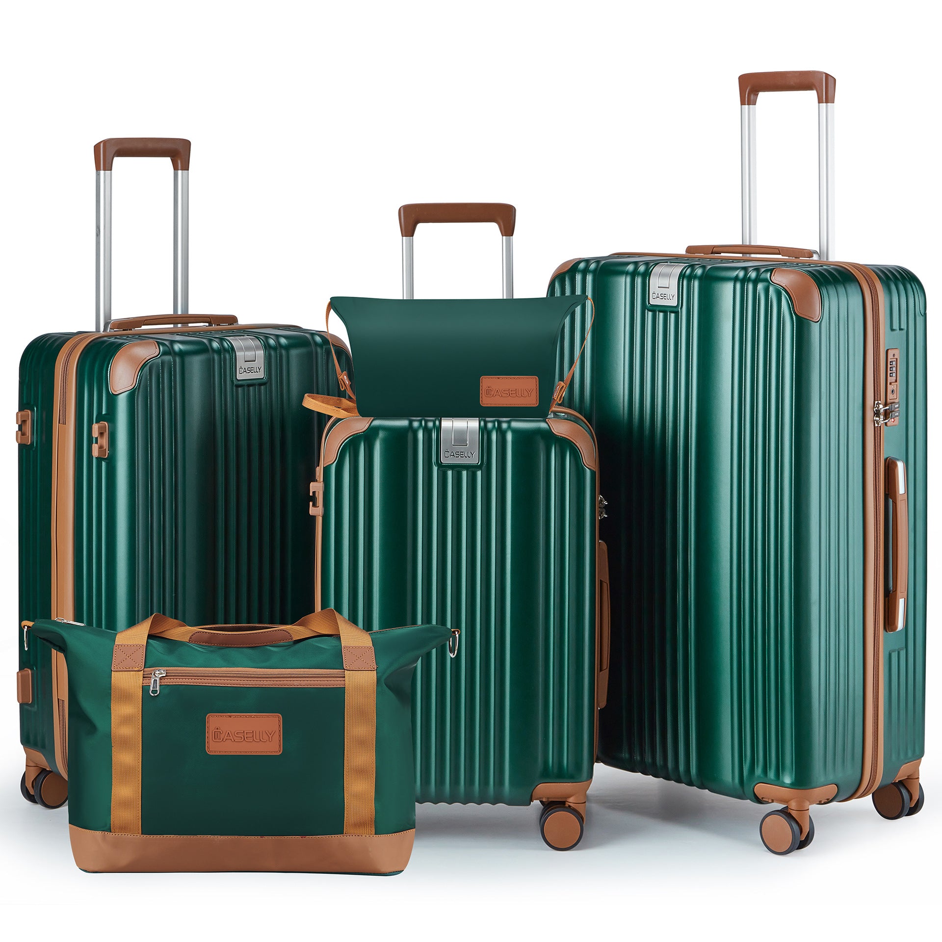 Premium 5-Piece Mint Green Luggage Set - YKK Zipper Hardshell Suitcase with TSA Lock & Spinner Wheels