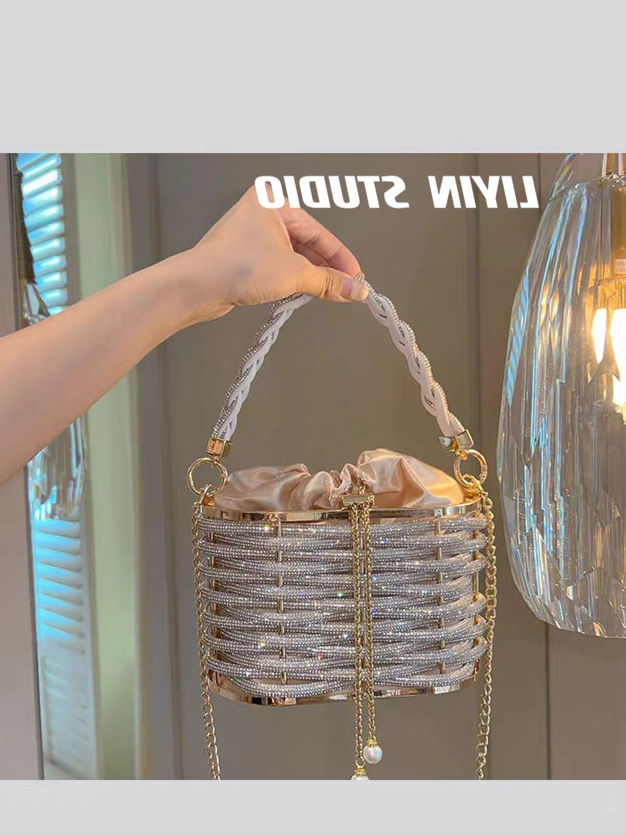 Luxury Rhinestone Handbag - Elegant Crossbody Bag with Chain Strap