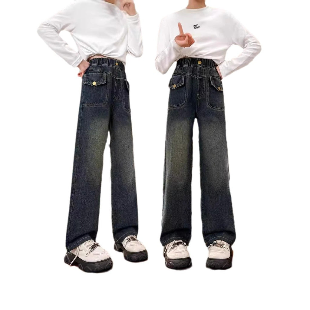 Jeans autumn new style for middle-aged and large children, girls are casual