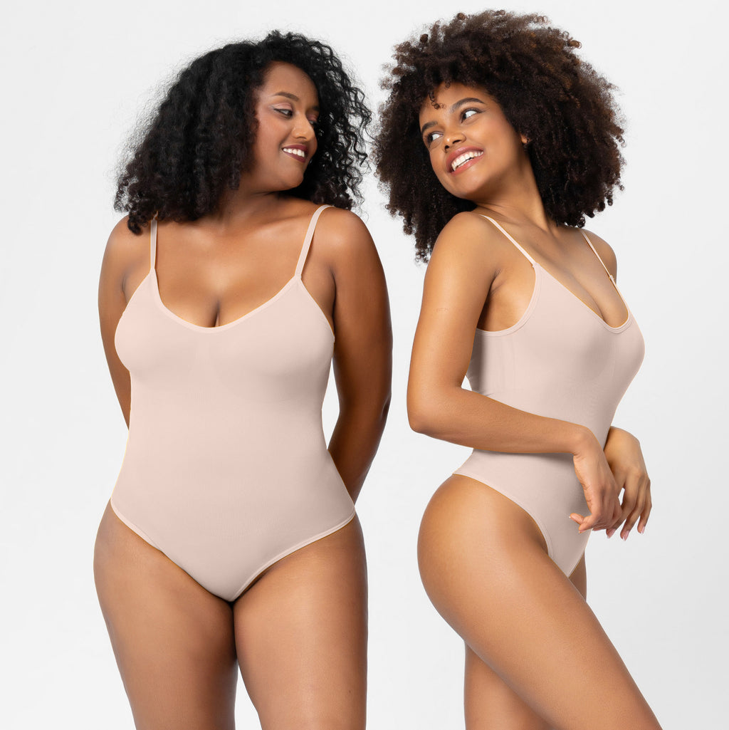 Focuses on "Premium Shapewear Bodysuit" and "Tummy Control"