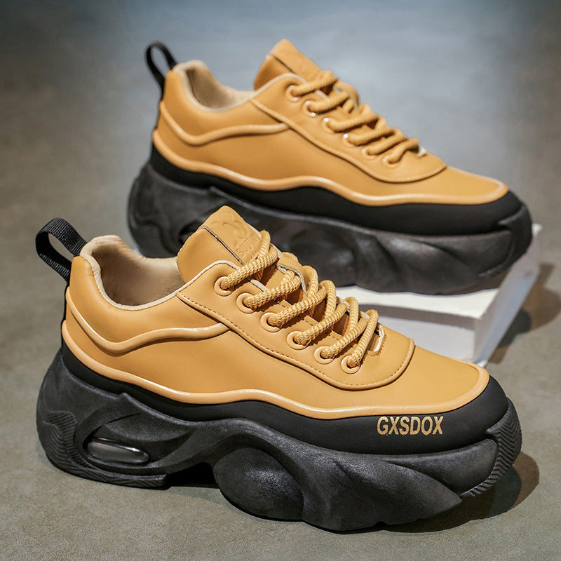 GXSDOX Black Platform Sneakers - Men's Chunky Sports Casual Shoes