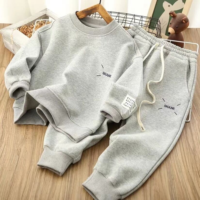 SHANE Boys Navy Blue Sweatsuit Set - Korean Style Kids Tracksuit