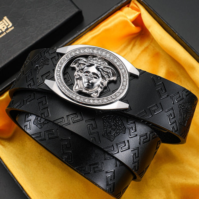 Belt genuine leather business beauty head print belt jeans belt youth belt