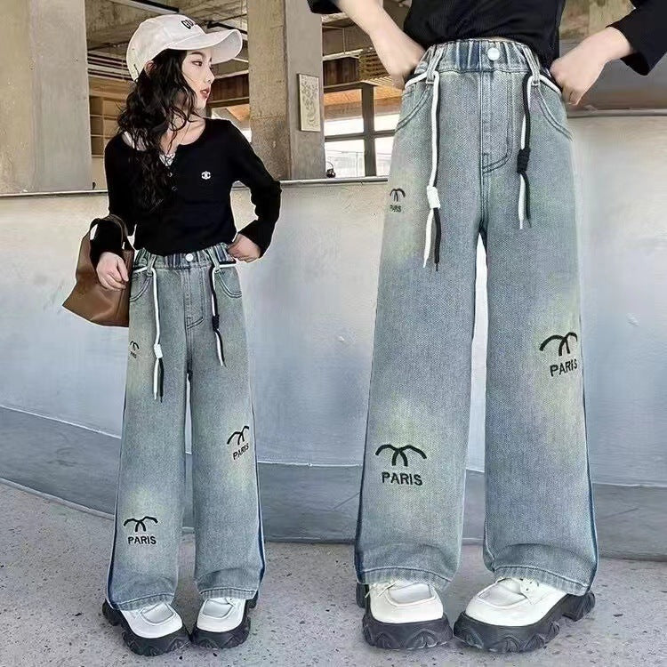 Jeans autumn new style for middle-aged and large children, girls are casual