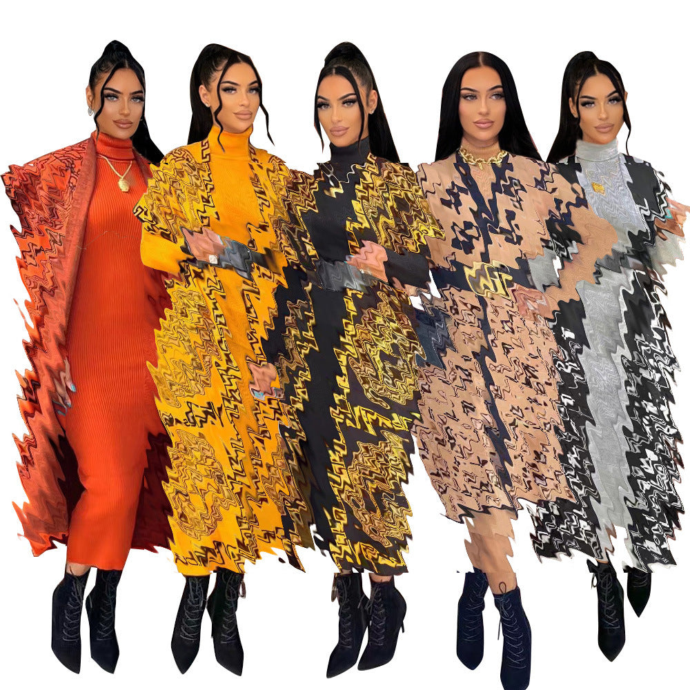 European and American women's foreign trade printing thickened short-sleeved vest