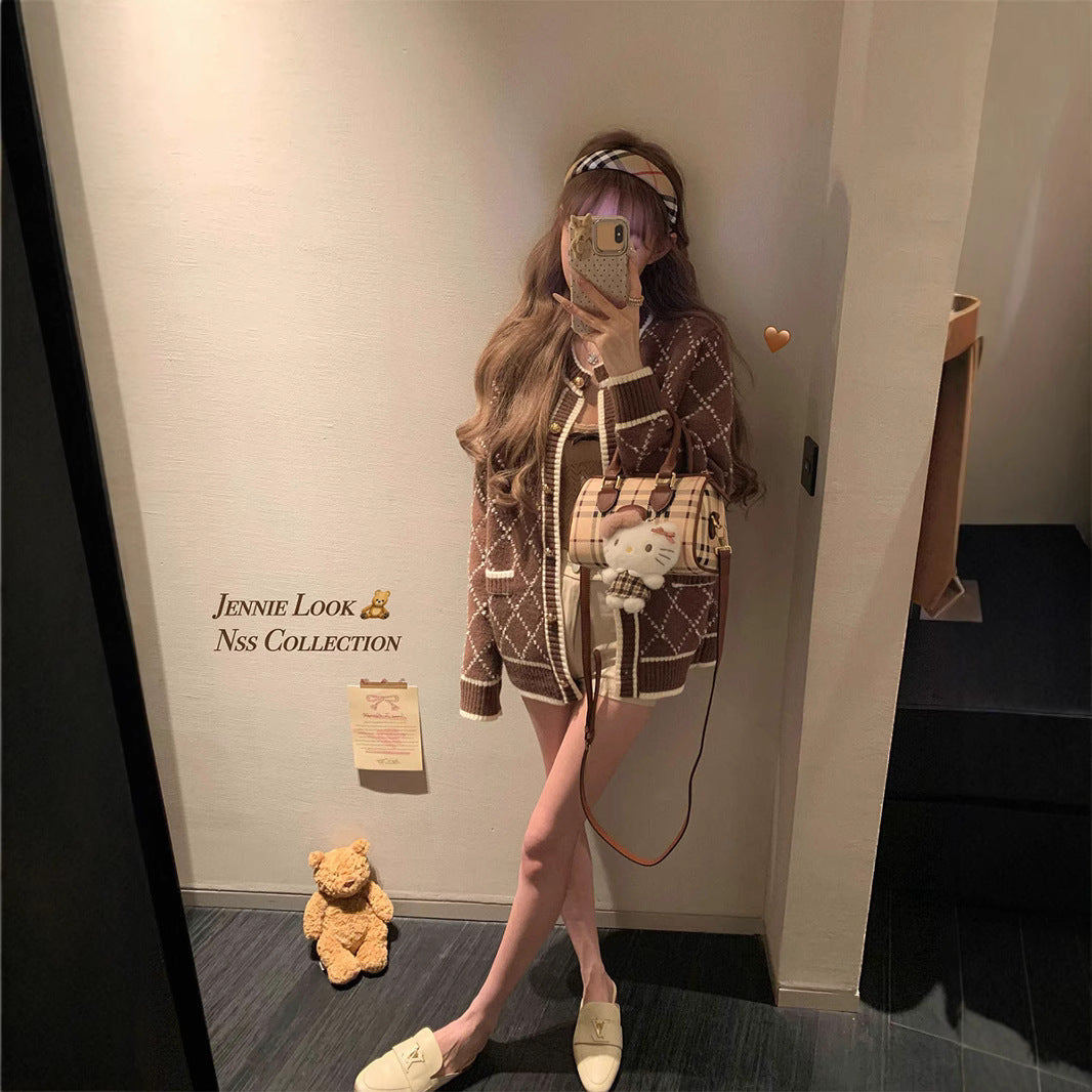 Ryoge brown knitted cardigan slouchy sweater jacket