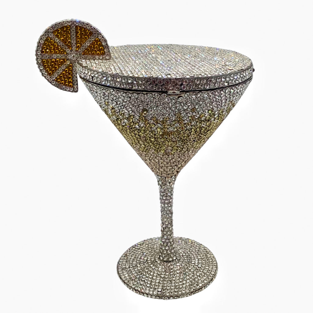 Rhinestone Martini Glasses Set - Crystal Cocktail Goblets
