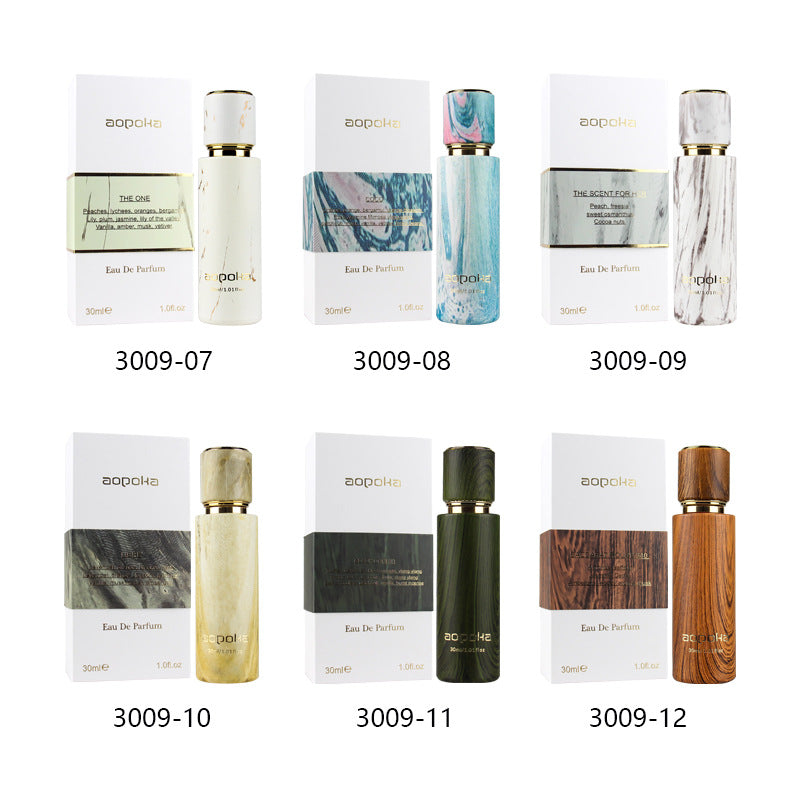 Aopoka Refillable Perfume Atomizer | 30ml Travel Spray Bottle in Marble & Wood Design