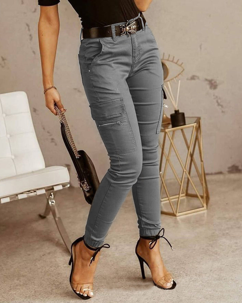 Women's  mid-rise slim cargo pants