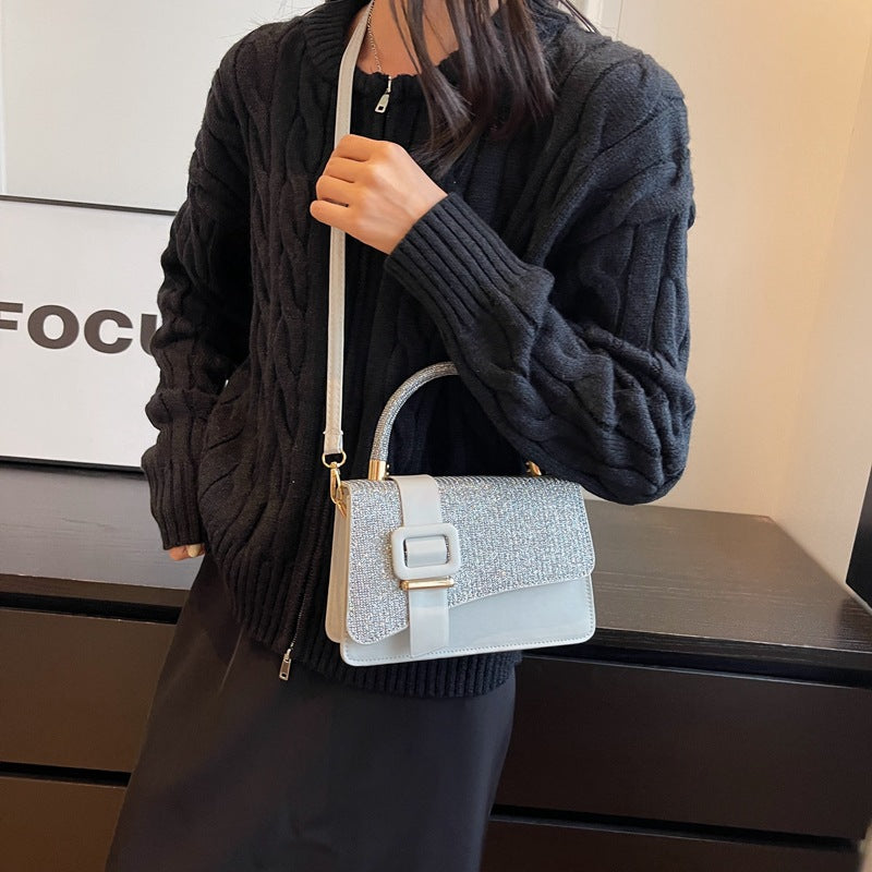 Glitter Square Handbag - Small Crossbody Shoulder Bag for Women