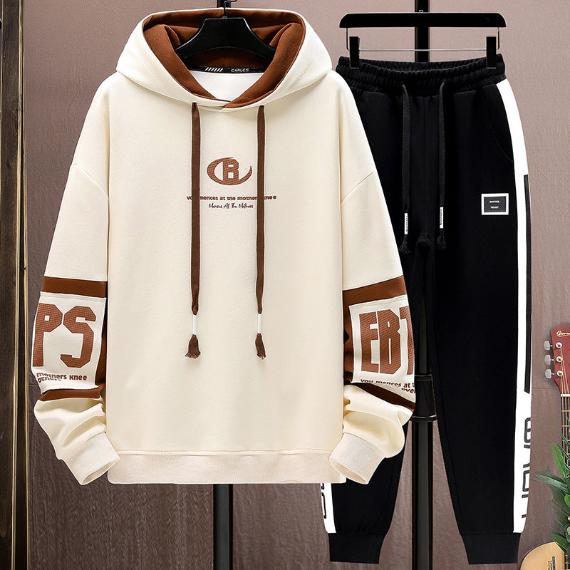Men's Black Tracksuit Set - Hooded Sweatshirt & Joggers Sports Suit