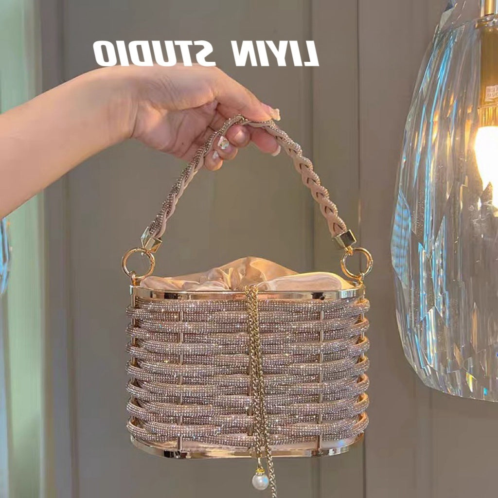 Luxury Rhinestone Handbag - Elegant Crossbody Bag with Chain Strap
