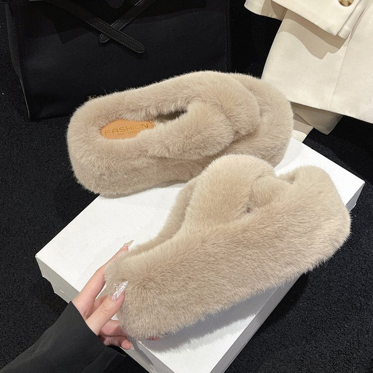 SLIPPERS FOR WOMEN TO WEAR OUTSIDE HIGH HEELS WEAR COTTON SHOES