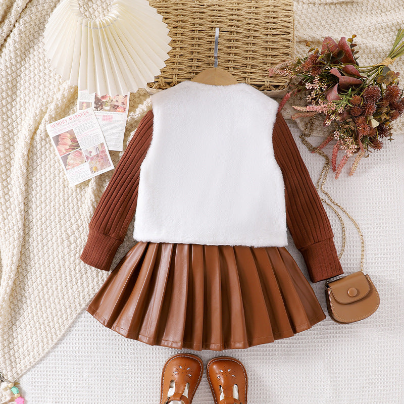 Sweater top 2-piece children's clothing strip long-sleeve