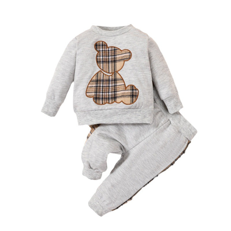 Plaid Bear Toddler Outfit Set – Cozy, Stylish, and Playful