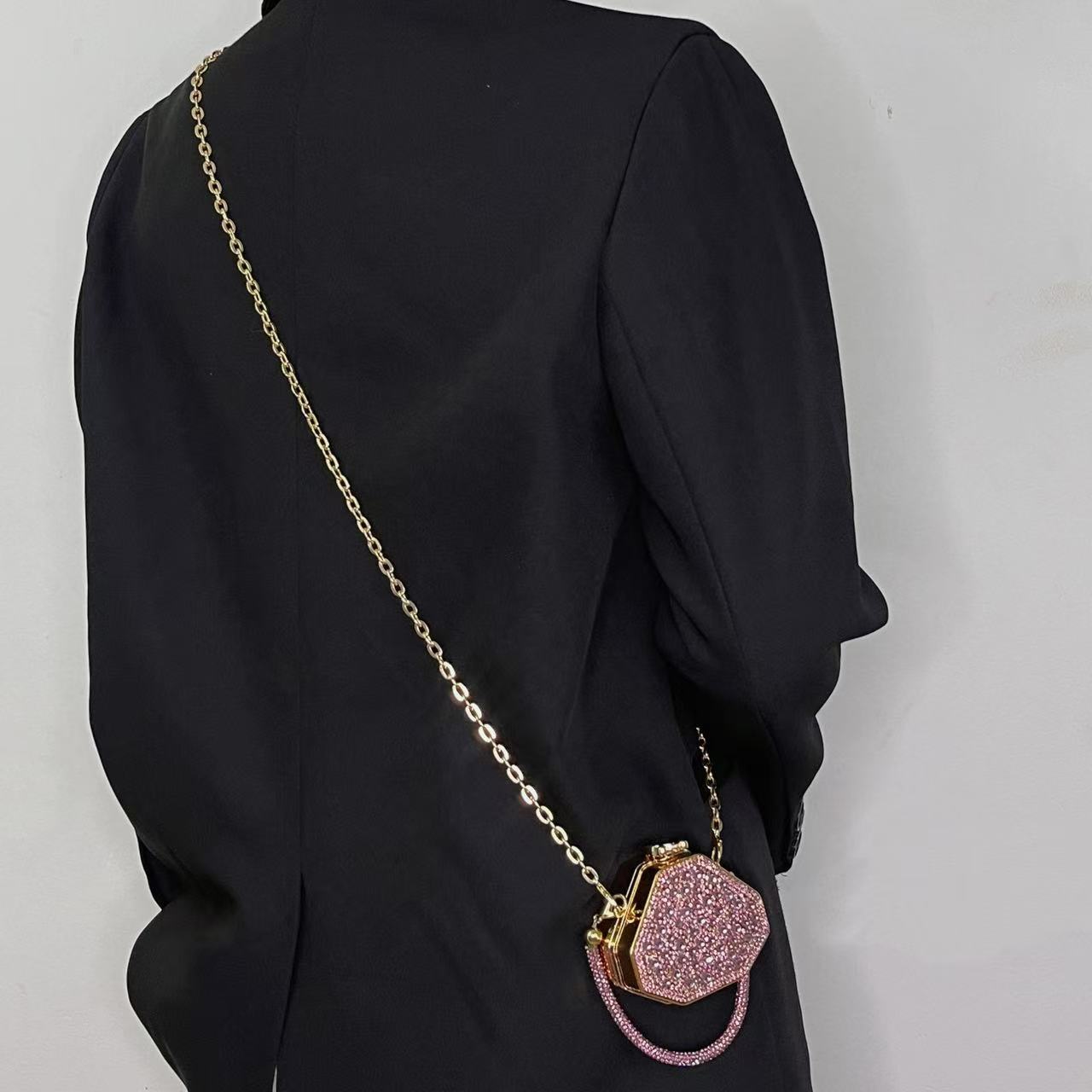 Cross-border 2025 New Acrylic Catwalk Handbag Full Diamond Dress Bag Women's Chain Dinner Bag