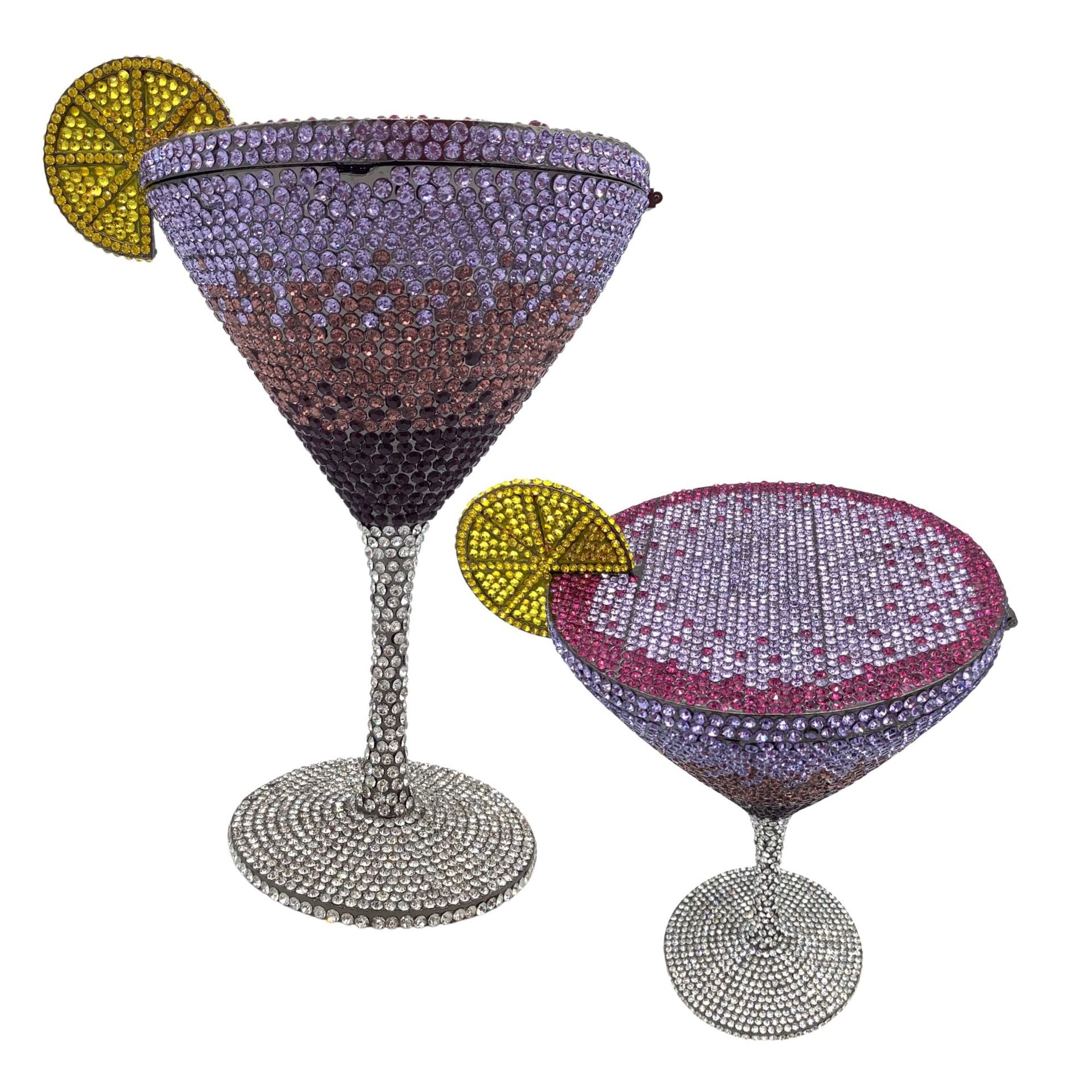 Rhinestone Martini Glasses Set - Crystal Cocktail Goblets