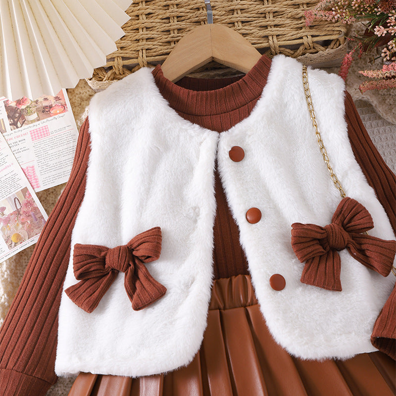 Sweater top 2-piece children's clothing strip long-sleeve