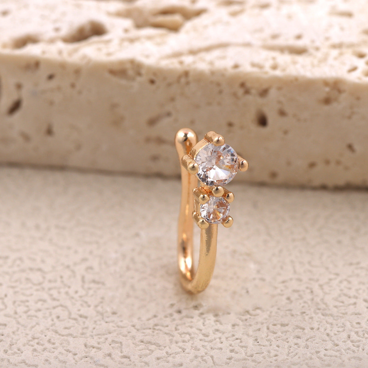 Non-Pierced Zircon Nose Clip - U-Shaped Gold Nose Stud | MTS-Glamour