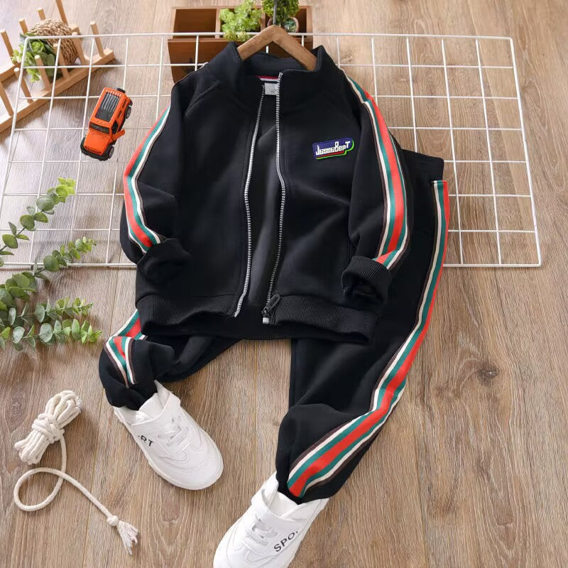 SHANE Boys Navy Blue Sweatsuit Set - Korean Style Kids Tracksuit