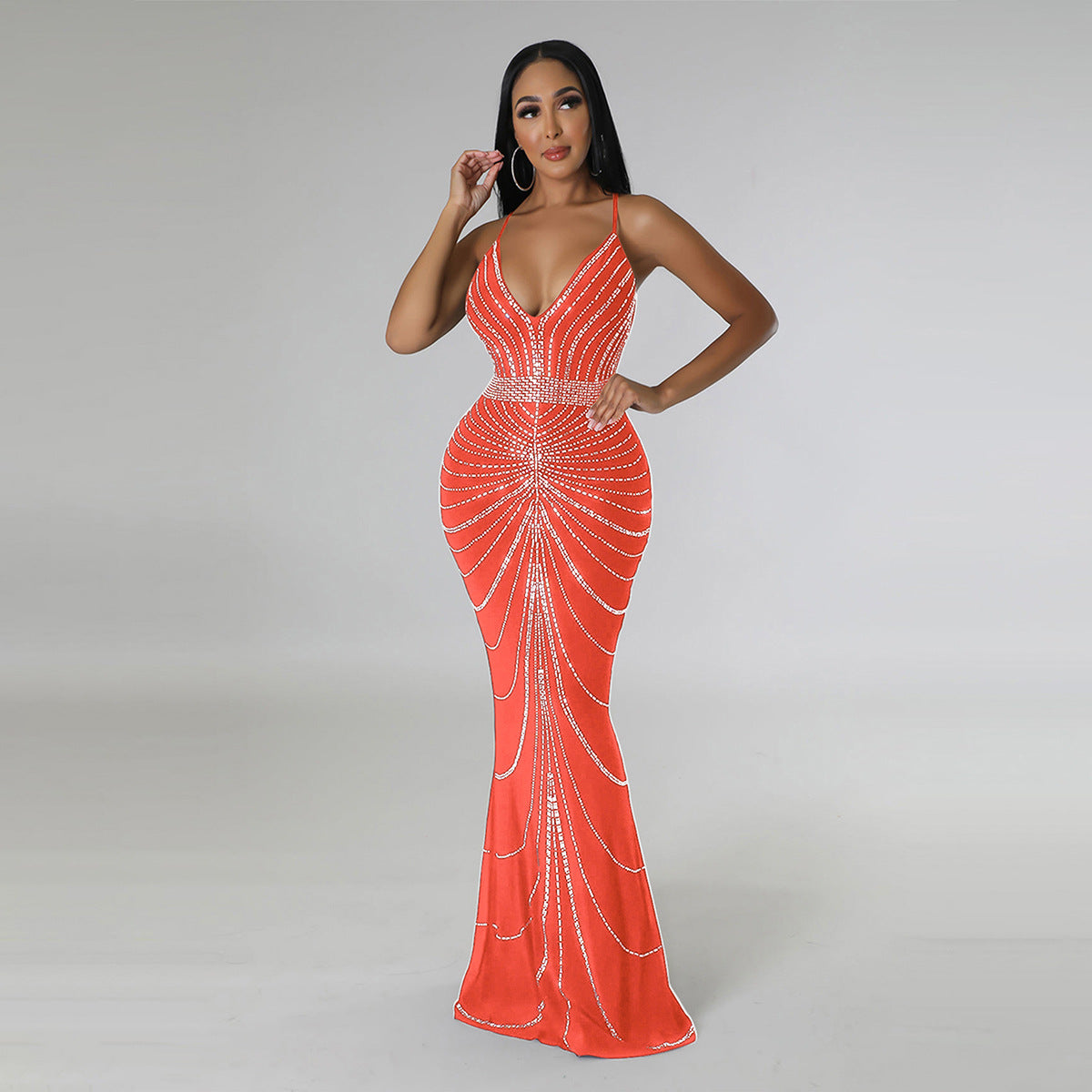 Elegant Rhinestone Bodycon Evening Gown – Sparkling Formal Dress in 8 Colors