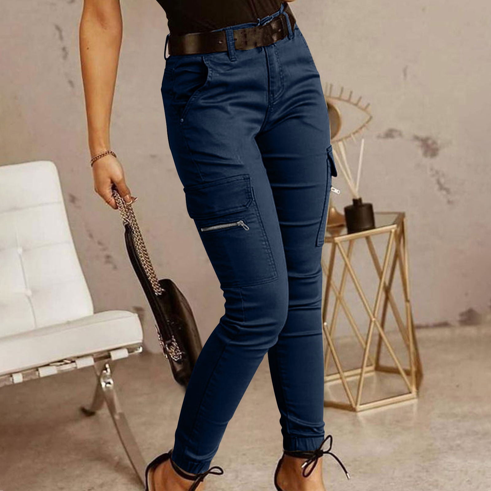 Women's  mid-rise slim cargo pants