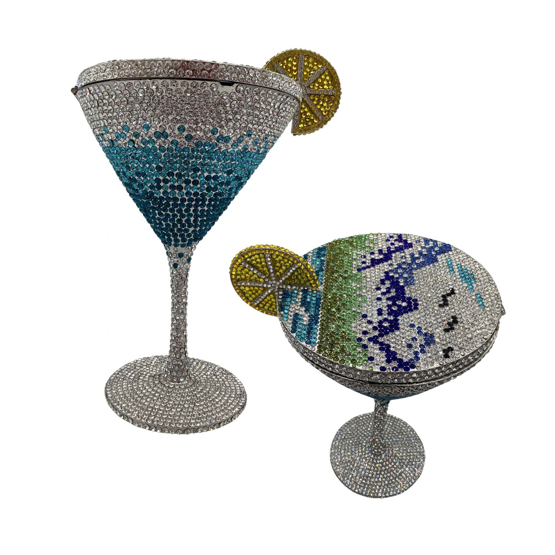 Rhinestone Martini Glasses Set - Crystal Cocktail Goblets
