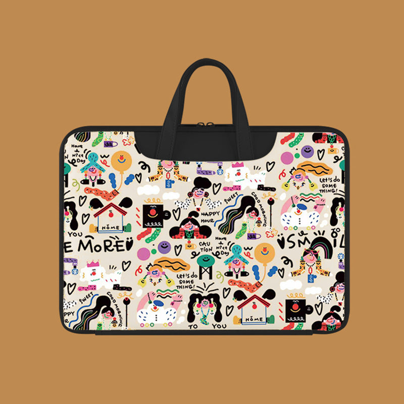 Print Laptop Bag – Elegant Black & White Sleeve with Inspirational Quote