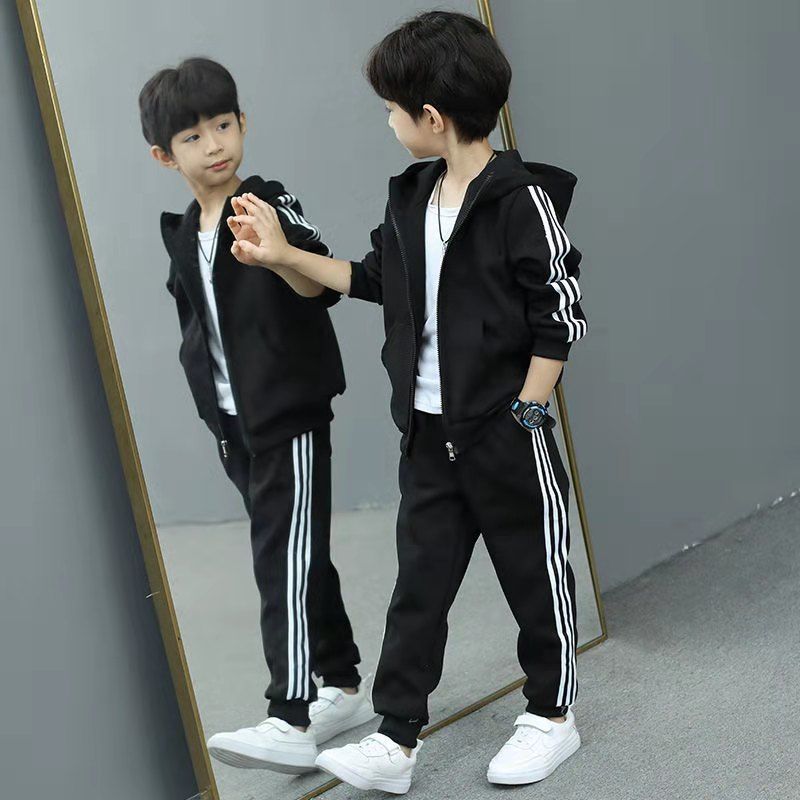 SHANE Boys Navy Blue Sweatsuit Set - Korean Style Kids Tracksuit