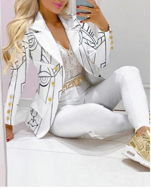 Luxe Chain &amp; Leopard Print Power Suit – Women’s Fashion Set