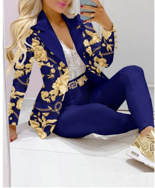Luxe Chain &amp; Leopard Print Power Suit – Women’s Fashion Set
