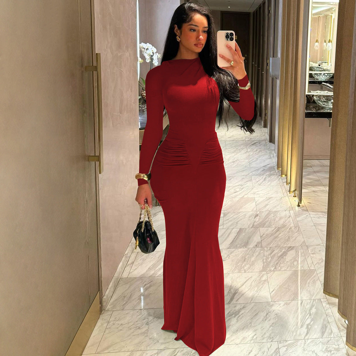 Long Sleeve Bodycon Dress - Elegant Evening Formal Dress | MTS-Glamour"