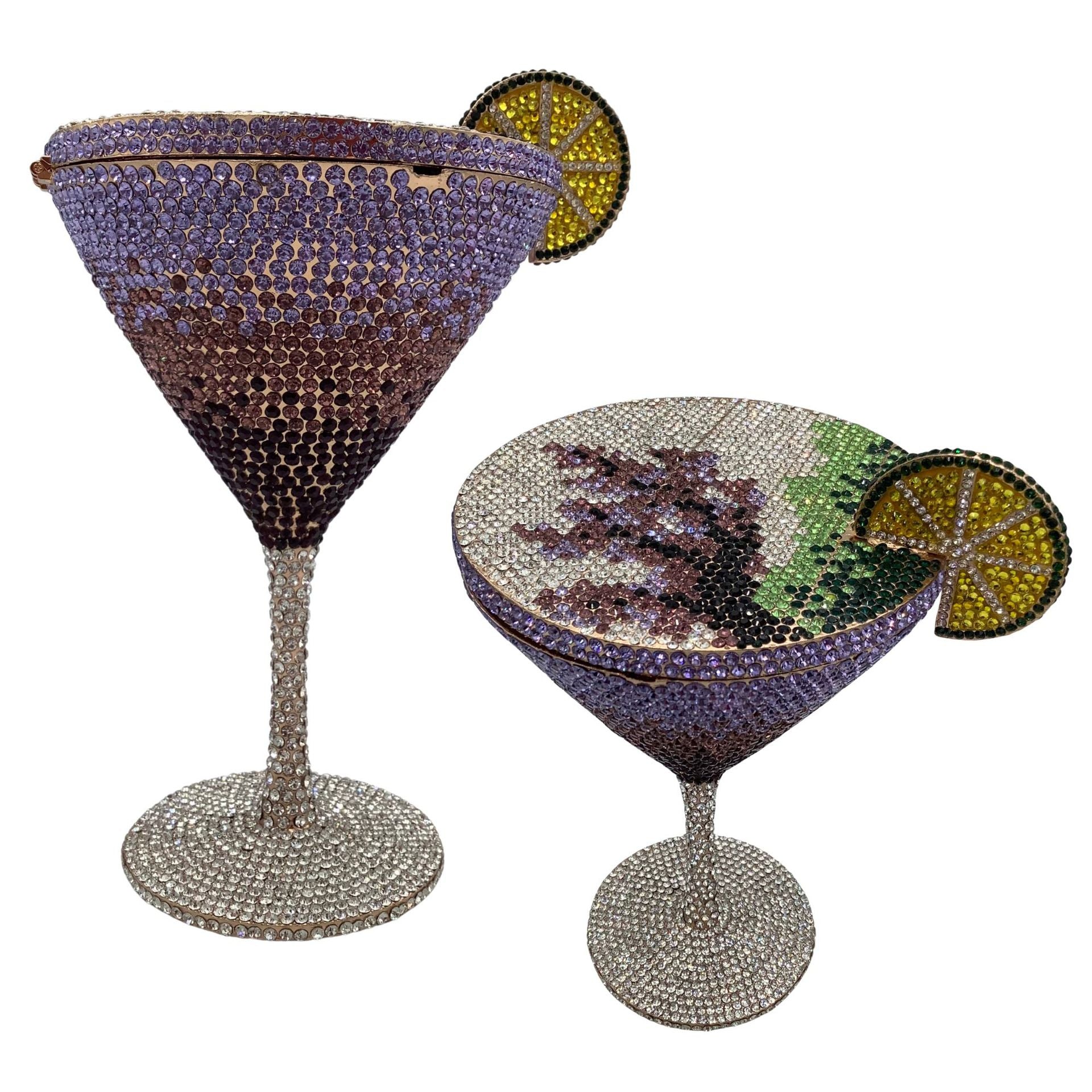 Rhinestone Martini Glasses Set - Crystal Cocktail Goblets