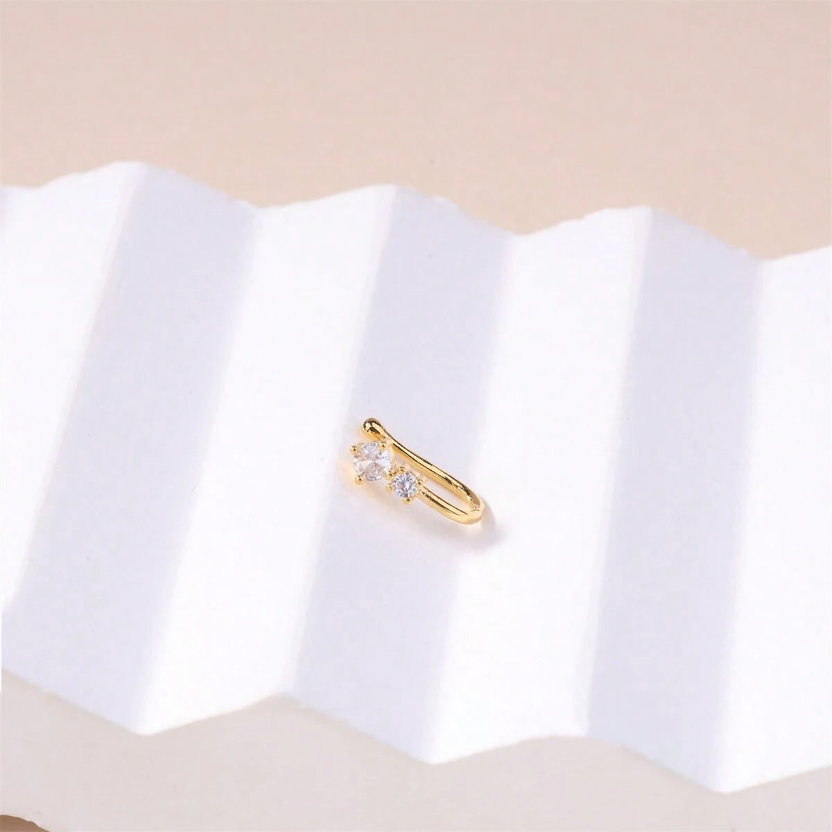 Non-Pierced Zircon Nose Clip - U-Shaped Gold Nose Stud | MTS-Glamour